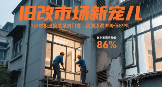 旧改市场新宠儿：3小时极速换装系统门窗，实测渗漏率降低89%